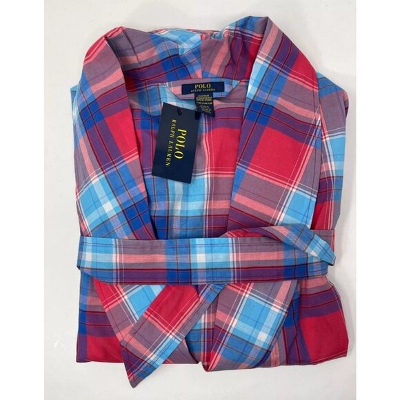 Polo Ralph Lauren Large / X-Large Bennet Plaid Woven Cotton Robe House Coat - Picture 3 of 6